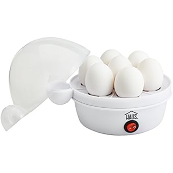 Haus HEC 44225 W Rapid Egg Cooker Buzzer Indicator Makes Hard Boiled, Poached, Scrambled Or Omelets, 7Eggs, White