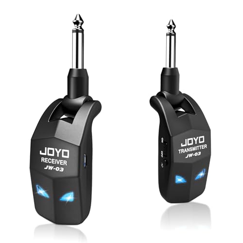 JOYO - Sistema de Guitarra inalámbrico de 2,4 GHz, 4 Canales, Receptor transmisor inalámbrico de Audio Recargable para Instrumentos eléctricos de Guitarra y bajo (JW-03)