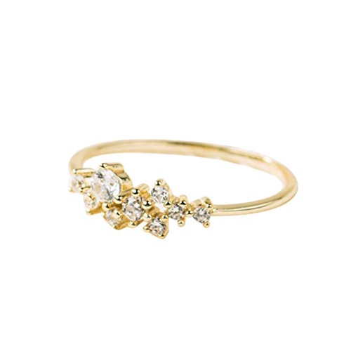 Diamond Flower Ring Hot Sale! Daoroka Crystal Diamond Engagement Wedding Ring for Women Girl Size 6-10 (6, Gold)