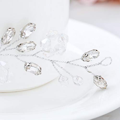 Barogirl Crystal Hair Piece Wedding Hair Vine Silver Rhinestone Headpiece Bridal Headbands for Women
