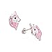 Unicorn Stud Earrings Hypoallergenic 925 Silver Light Pink Sparkling with Zircon for Little Girls Kids Jewelry Birthday Party