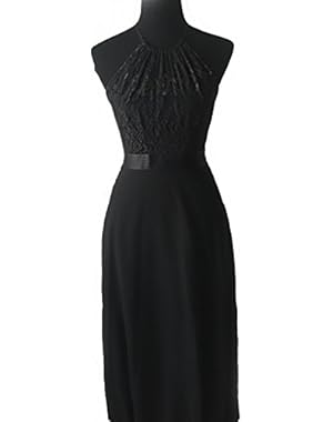 BCBG Halter Lace Gown - Black - size 6