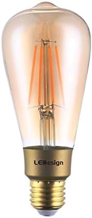 Smart WiFi LED Light Bulb, Smart Wi-Fi Amber LED Edison Light Bulb, ST21(ST64) E26 2700K Soft White Dimmable, No Hub Required, Compatible with Amazon Alexa and Google Assistant, 1 Pack (Amber)