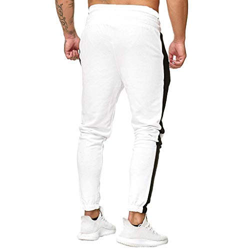 TIMEMEANS Casual Pants Mens Sport Sweatpants Long Trousers Tracksuit Fitness Joggers Pant White