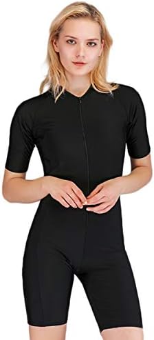 UR MAX BEAUTY Womens One-Piece Rash Guard Swimsuit Pure Black Sunscreen Quick-Drying Swimwear for Snorkeling Swimming Surfing Kayaking