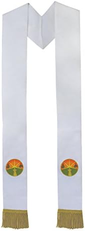 The Sash CompanyNew Day White with Gold Fringe Satin Clergy Minister Stole