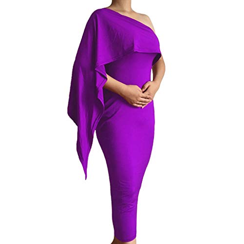 Cenglings Womens Summer Sexy One Shoulder Ruffle Bodycon Midi Cocktail