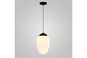 Modern Milk Glass Pendant Light Fixtures for Kitchen Island, Black Vintage Hanging Ceiling Light, Schoolhouse Medieval Style 