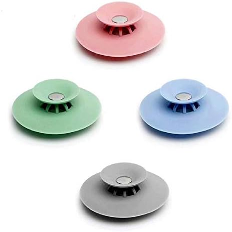 Shower Drain Stopper Hair Trap Hair Catcher,2-in-1 Strainers Protectors Cover for Sewer,Floor,Laundry,Kitchen and Bathroom,Bathtub Drain,Silicone,4-pcs