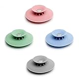 Shower Drain Stopper Hair Trap Hair Catcher,2-in-1 Strainers Protectors Cover for Sewer,Floor,Laundry,Kitchen and Bathroom,Bathtub Drain,Silicone,4-pcs