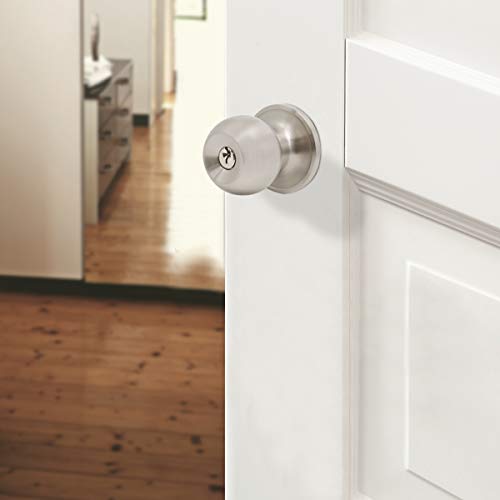 Probrico Satin Nickel Entry Door Knobs Combo Pack, 6 Pack Keyed Alike