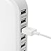 Usb Tower Power Adapter 6-Port Smart IC Tech Charging Station with Quick Charge 2.1 for Galaxy S7/S6/Edge, Note 5, iPhone X, iPhone 8, iPhone 8 Plus, iPhone 7/6s/Plus, iPad, LG, Nexus 6, HTC (White)