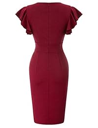 Jasambac vestido de cóctel con cuello en V profundo y mangas con volantes para mujer