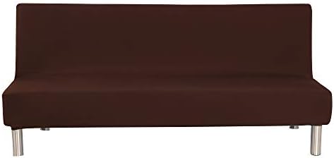 PengXiang Futon Sofa Cover, Slipcover Solid/Muti Color Sofa Bed Covers Full Folding Elastic Armless 80 x 50 inch, Lightweight Stretch Furniture Protector- Chocolate:80" X 50"