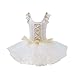 LMYOVE Little Girls' Leotards Ballet Dance Tutu Dress, Ballerina Costumes for Kids,2-3 Years,Gold White