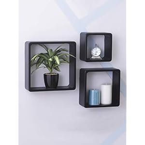 Home Sparkle Sh334 Wooden Cube Shelf (Set of 3, Black)
