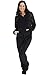 Alexander Del Rossa Womens Fleece Onesie, Hooded Footed Jumpsuit Pajamas, Medium Black (A0322BLKMD)