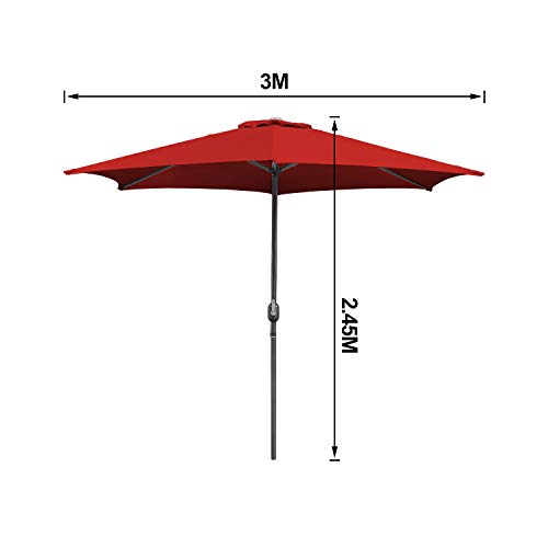 BMOT Ø 300 cm Aluminum Sonnenschirm Marktschirm Gartenschirm Terrassenschirm Sonnenschutz UV 40+ – Bild 6