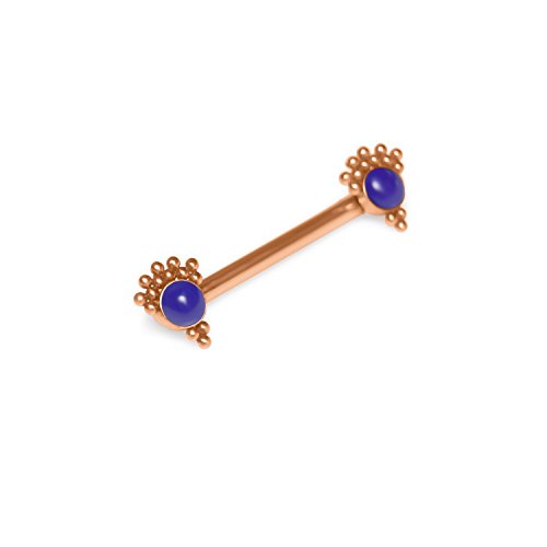 Surgical Steel Nipple Barbell, Nipple Ring Piercing for Women, Externally Threaded Straight Barbell 16g, Nipple Shield Ring Barbell with Lapis lazuli, Body Piercing Jewelry - Thumbnail 5