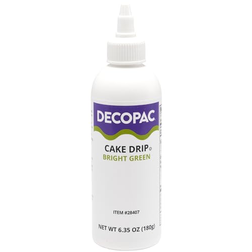 DecoPac Cake Drip, Bright Green Color, Vanilla Flavor, Matte Like Chocolate, 6.35 oz