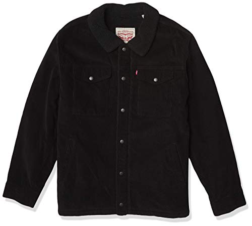 Corduroy Sherpa Trucker Jacket, Black 