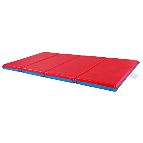 Ecr4kids premium 4-fold daycare rest mat, blue and red (2" thick)