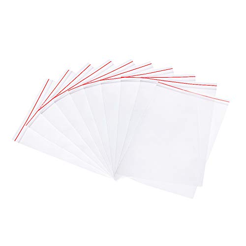 PandaHall - Pack of 100 Resealable Clear Plastic Bags Sealed Bag Storage Bag Clear Bags Plastic Zip Bags For Small Items, 19x13cm