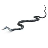 Manmade Soft Rubber Fake Snake Realistic Reptile Animal Toy Garden Props Joke Prank Toy For Children Kids (Black 40cm)