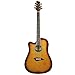 Kona K2LTSB Left-Handed Acoustic Electric Dreadnought Cutaway Guitar in Tobacco Sunburst Finish