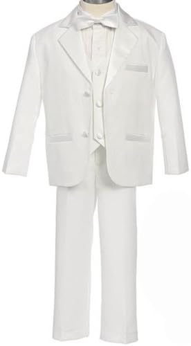 SIZE: XL - Newborn Infant Tuxedo Boys Classic White Dinner Jacket Tuxedo with Vest (Newborn 3M to 18M)