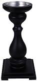 Kiera Grace Wood Pillar Candle Holder, 10-Inch, Black