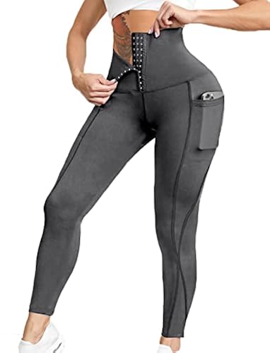 SEASUM High Waisted Corset Waist Trainer Leggings for Women Tummy