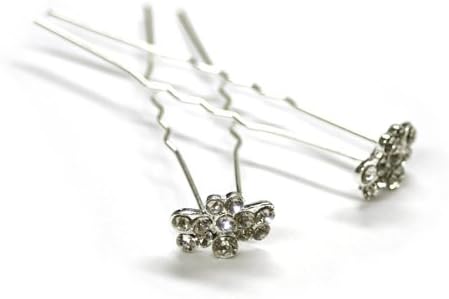 Bridal Elegant Crystal Small Dragonfly Pattern Hair Pins Sticks [PACK OF 6]