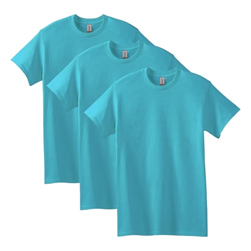 Gildan Mens Heavy Cotton T-Shirt, Style G5000, Multipack, Tropical Blue (3-Pack…