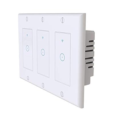 Sloson Smart Switch with Remote Control and Timer,2.4Ghz WiFi Light Switch 3 Gang Compatible with Alexa, Google Home and IFTTT, Needs Neutral Wire,No Hub Required, White