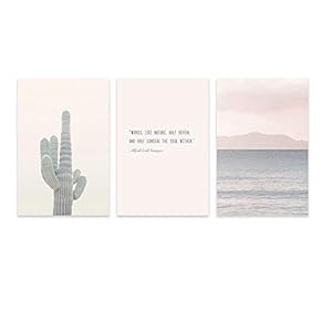 3 Panel Cactus and Coastal Mountains with Inspirational...