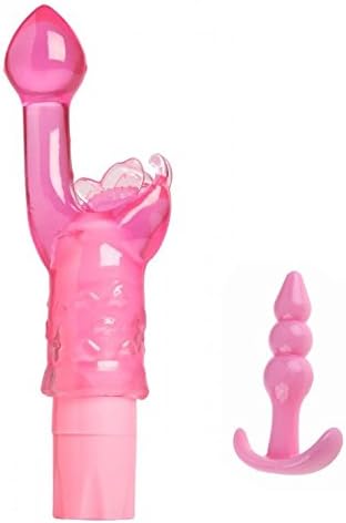 Pink Power Butterfly Rabbit Cupid Vibe Stimulator Kiss Women G Spotter Toy and Anus Plug Toy