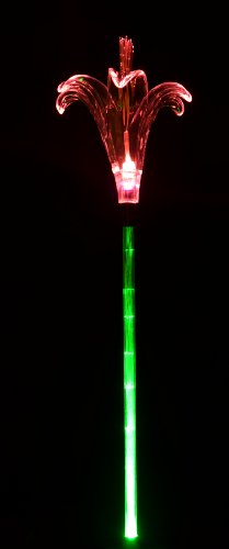 Solaration 1001G Solar Lily Flower Garden Light with Green-Lit Stem, 30-Inch