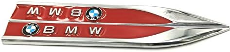 Wallner 3D Metal Car Decoration Metal Adhesiv Car Badge Emblem Sticker Side Metal Knife Type Fender for BMW car (Red2)