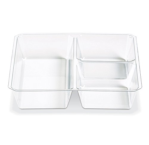 PLACON Fresh‘n Clear GOCUBES Set: 32 oz Clear Plastic Container with 3-Compartment Clear Insert Tray and Clear Lid, (50 SETS), PET Material - Thumbnail 2
