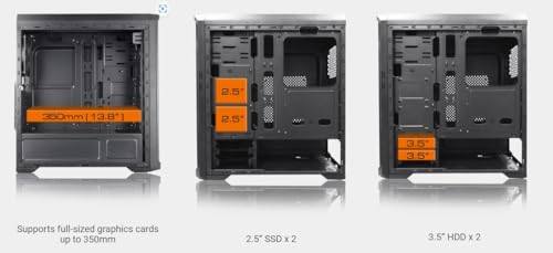 Cougar MX330-G MX330 Mid Tower Case with Full Tempered Glass Window and USB 3.0 , black