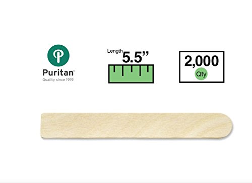Puritan 705-THICK-SQ-END Regular Size Tongue Depressor, Square End, Thick, Non-Sterile, Bulk, 5-1/2 x 3/4 x 1/8" (Case of 2000)