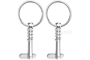 MARINE PART DEPOT Two Pcs of Marine Grade Stainless Bimini Top Pins w/Drop Cam & Spring 1/4" x 1" Grip