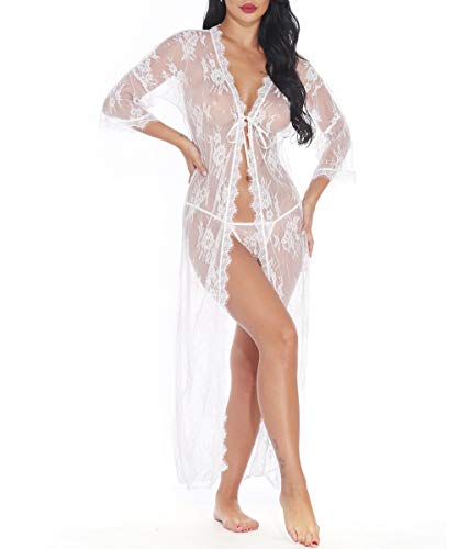ShinyStar-Babydoll-da-Donna-Sexy-in-Pizzo-con-Cintura-e-Perizoma