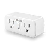 GELOO WiFi Smart Plug, WiFi Mini Dual Outlet Smart Socket 10A Timing Switch with Energy Monitoring, Compatible with Amazon Alexa, Google Assistant and IFTTT, No Hub Required, Remote Control