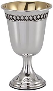 Hazorfim, Filigree Stem Silver Kiddush Cup Sterling Silver 925 kiddush Cup Saucer Plate Wine Shabbat Shabbos bar mitzva Wedding Gift Handmade Israel Judaica
