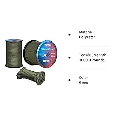 INKEN 1000 lb Paracord, Paracord Rope with 12 Inner