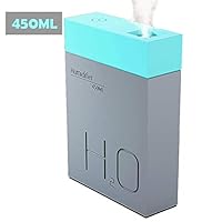 USB Mini Humidifier Essential Oil Aromatherapy Diffuser for Car, Office, Bedroom, Whole Room, Travel, Small Bedside Kids Baby Humidifiers for Nursery, Top Fill Cool Mist Air Circulation 450ML