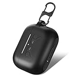 Protective Silicone Cover Premium Thickness for AirPods Pro Charging Case with S-Biner Dual Carabiner Keychain, Apple AirPods Pro Accessory, Black & Logo (Multiple Color Options)