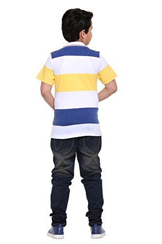 kids-17 yellow white blue cotton half sleeves boys polo neck t-shirt